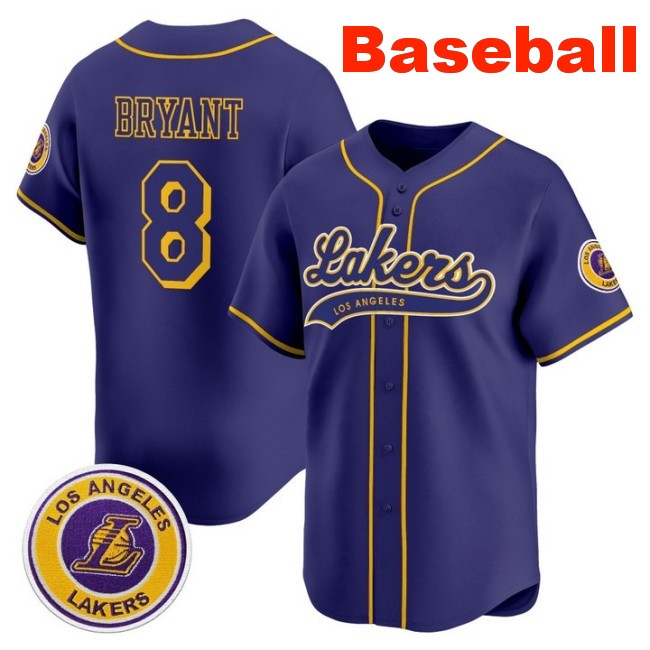 Men's Los Angeles Lakers #8 Kobe Bryant Baseball Nike Vapor Stitched Jersey Purple