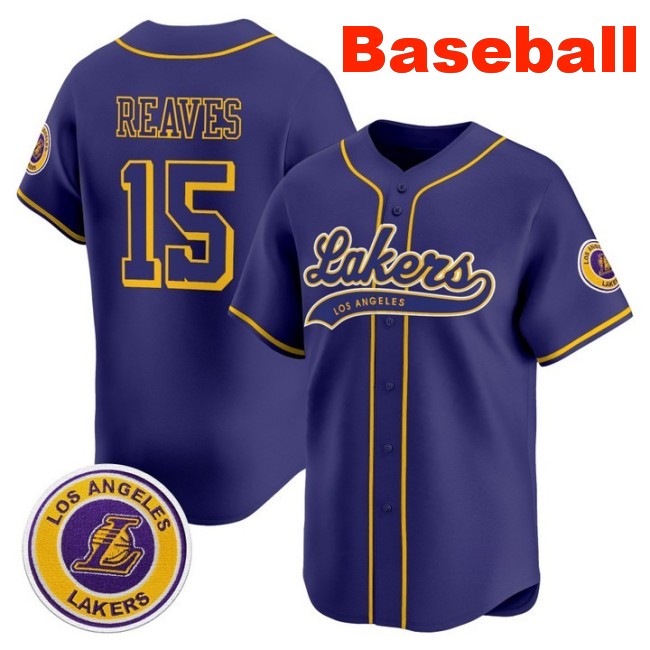 Men's Los Angeles Lakers #15 Austin Reaves Baseball Nike Vapor Stitched Jersey Purple
