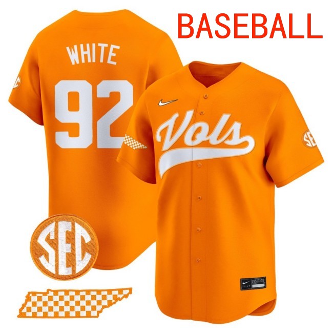 Men's Tennessee Volunteers #92 Reggie White Baseball 2025 Nike Limited Stitched Jersey Orange