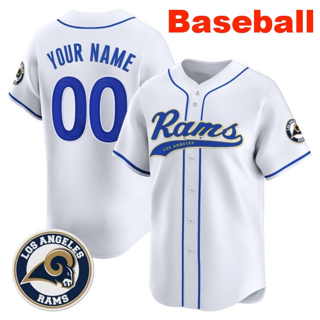 Nike Los Angeles Rams Baseball Custom Limited V2 Stitched Jersey White