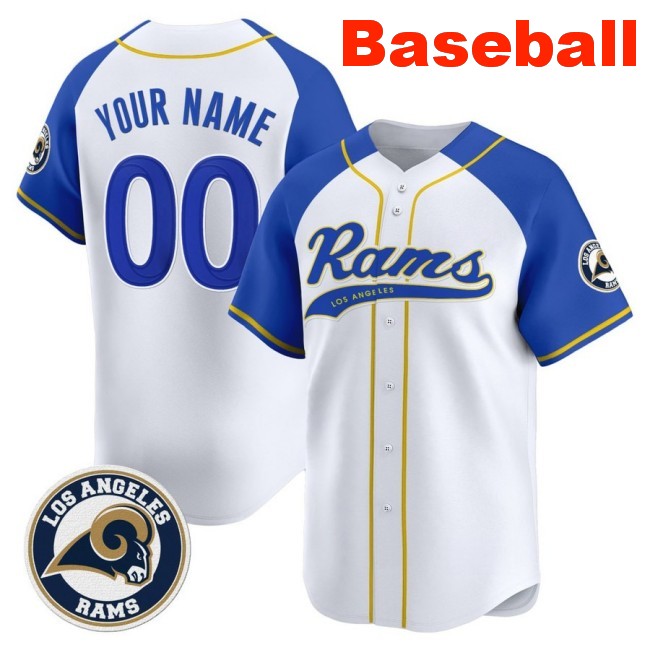 Nike Los Angeles Rams Baseball Custom Limited V2 Stitched Jersey Royal Alternate