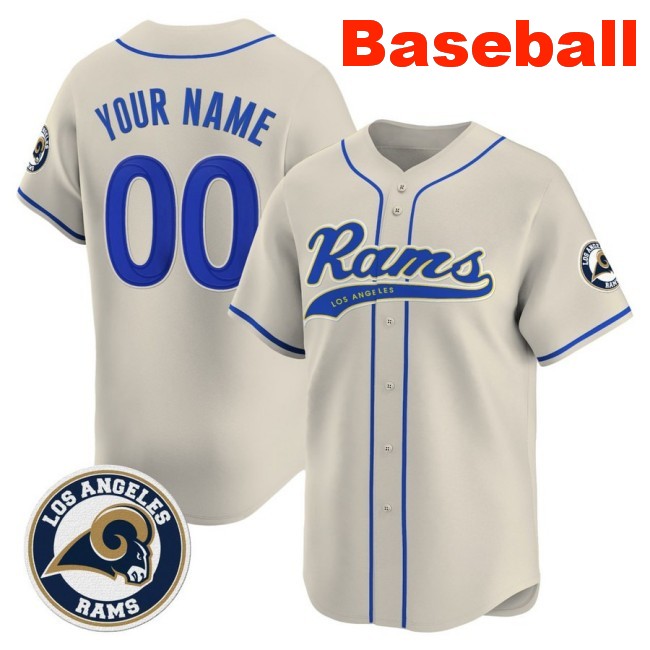 Nike Los Angeles Rams Baseball Custom Limited V2 Stitched Jersey Bone