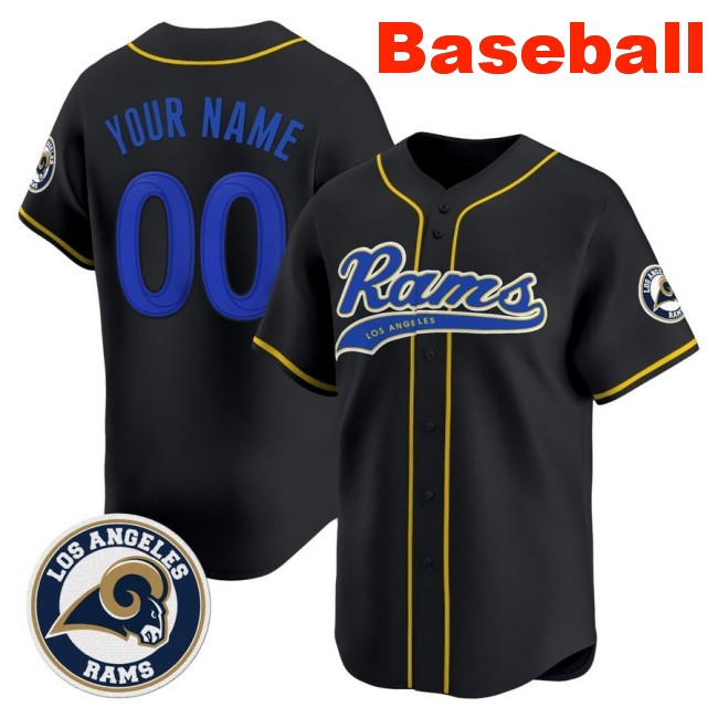 Nike Los Angeles Rams Baseball Custom Limited V2 Stitched Jersey Black