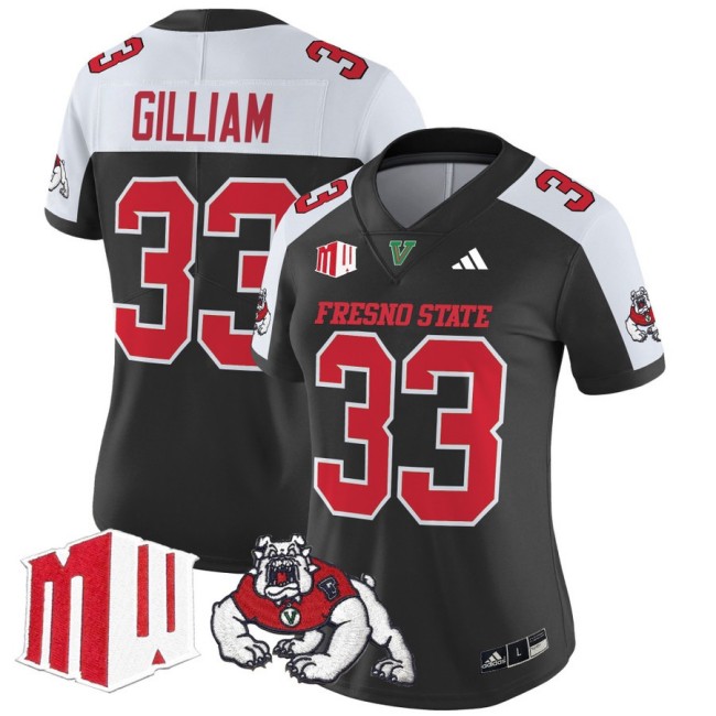 Women's Fresno State Bulldogs #33 Elijah Gilliam fooball 2025 Vapor Limited Stitched Jersey Black Alternate