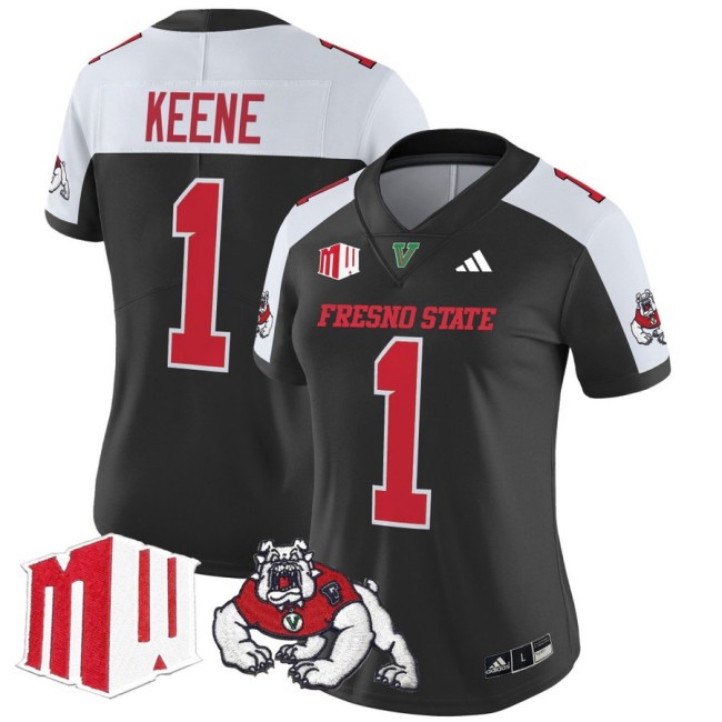 Women's Fresno State Bulldogs #1 Mikey Keene fooball 2025 Vapor Limited Stitched Jersey Black Alternate