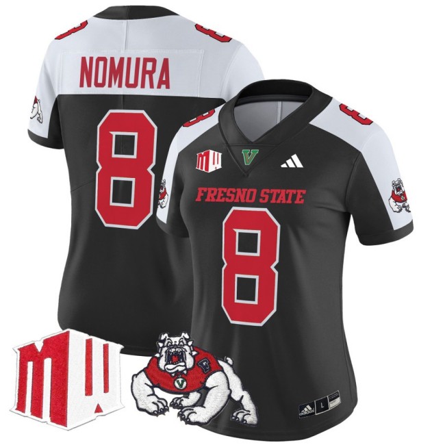 Women's Fresno State Bulldogs #8 Tuasivi Nomura fooball 2025 Vapor Limited Stitched Jersey Black Alternate