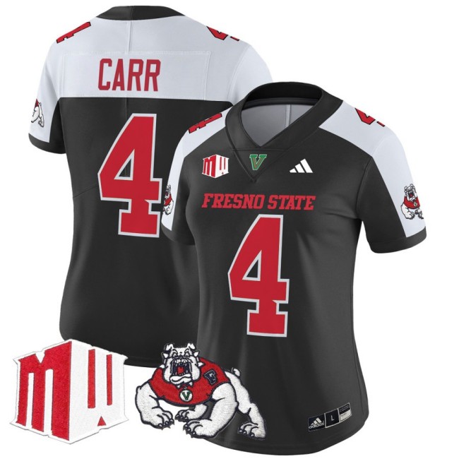 Women's Fresno State Bulldogs #4 Derek Carr fooball 2025 Vapor Limited Stitched Jersey Black Alternate