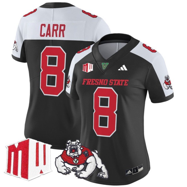 Women's Fresno State Bulldogs #8 David Carr fooball 2025 Vapor Limited Stitched Jersey Black Alternate