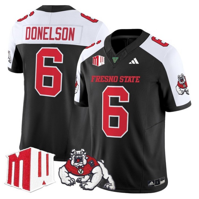 Men's Fresno State Bulldogs #6 Bryson Donelson fooball 2025 Vapor Limited Stitched Jersey Black Alternate
