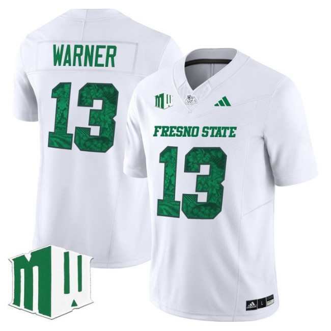 Men's Fresno State Bulldogs #13 E.J. Warner 2025 'Ag Fest Edition' Vapor F.U.S.E. Limited Stitched football Jersey White
