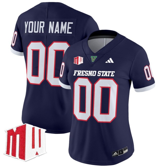 Women's Fresno State Bulldogs Custom fooball 2025 Vapor Limited Stitched Jersey Navy