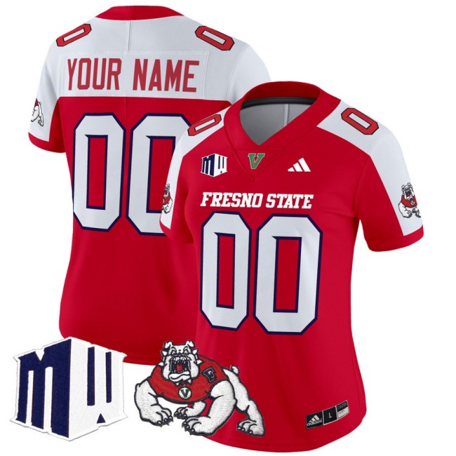 Women's Fresno State Bulldogs Custom fooball 2025 Vapor Limited Stitched Jersey Red Alternate