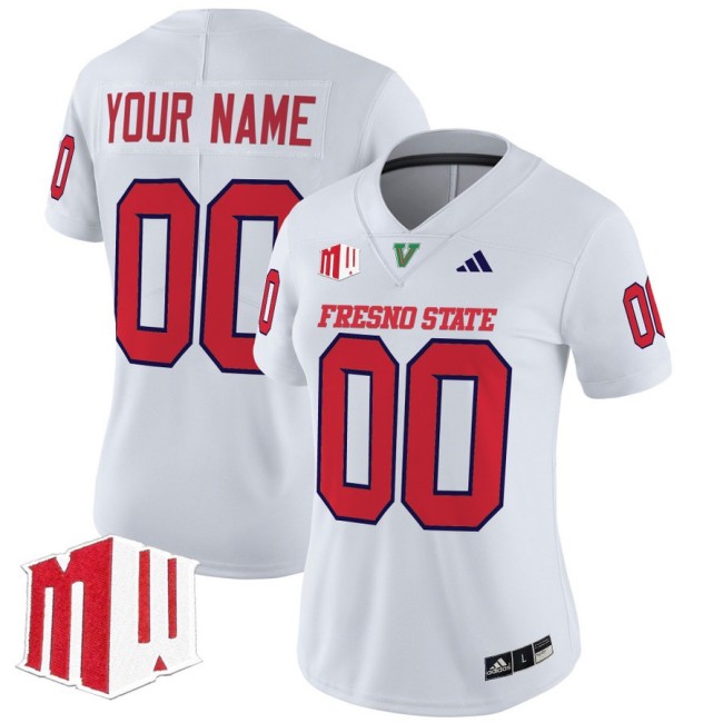 Women's Fresno State Bulldogs Custom fooball 2025 Vapor Limited Stitched Jersey White