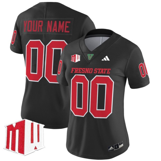 Women's Fresno State Bulldogs Custom fooball 2025 Vapor Limited Stitched Jersey Black