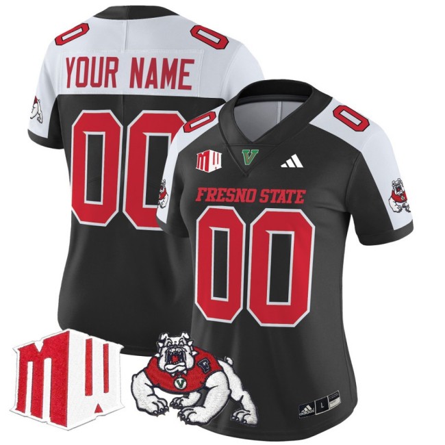 Women's Fresno State Bulldogs Custom fooball 2025 Vapor Limited Stitched Jersey Black Alternate