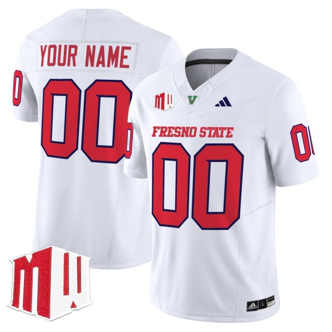 Men's Fresno State Bulldogs Custom fooball 2025 Vapor Limited Stitched Jersey White