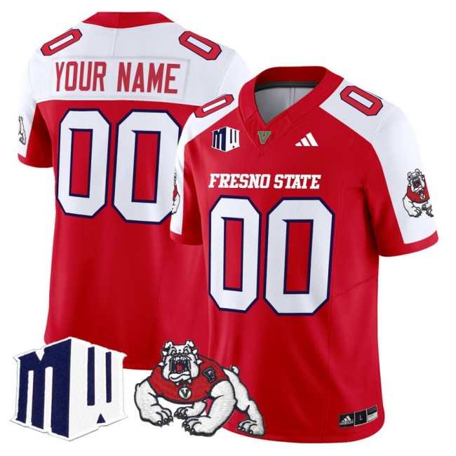 Men's Fresno State Bulldogs Custom fooball 2025 Vapor Limited Stitched Jersey Red Alternate