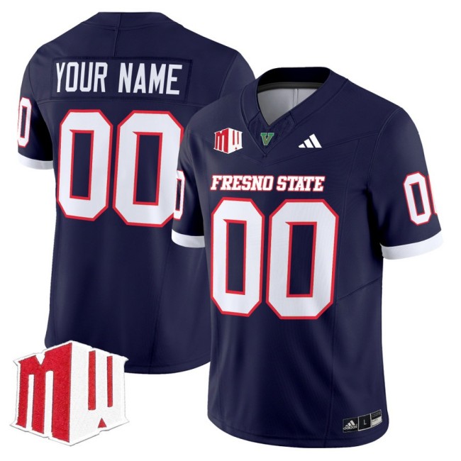 Men's Fresno State Bulldogs Custom fooball 2025 Vapor Limited Stitched Jersey Navy