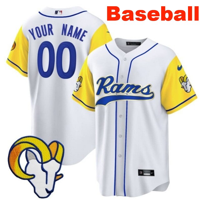 Nike Los Angeles Rams Baseball Custom Limited Stitched Jersey White
