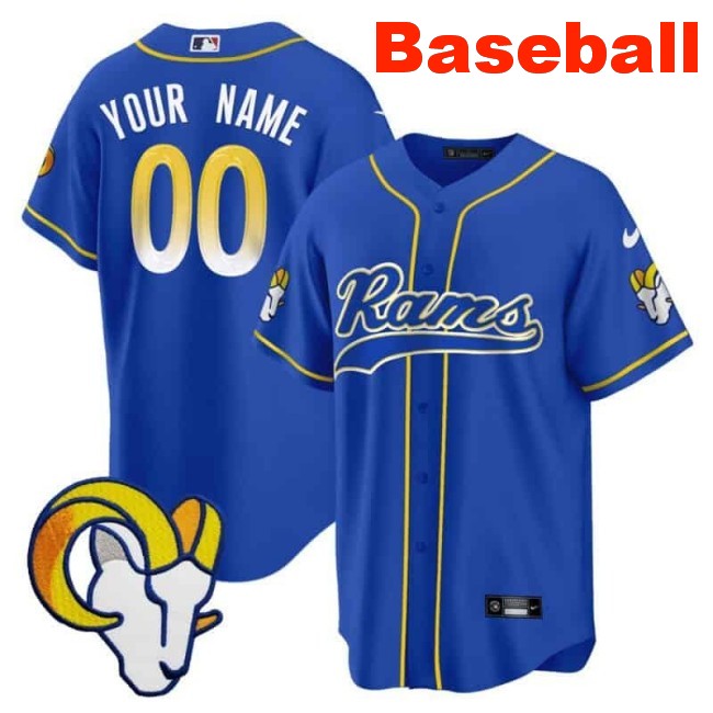 Nike Los Angeles Rams Baseball Custom Limited Stitched Jersey Royal