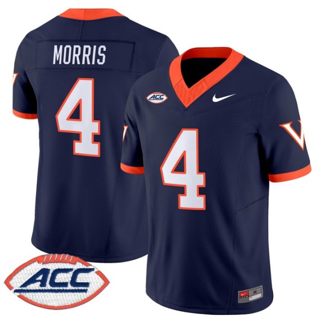 Men's Virginia Cavaliers #4 Chandler Morris 1995 Throwback F.U.S.E. 2025 Vapor Limited Stitched Football Jersey Navy
