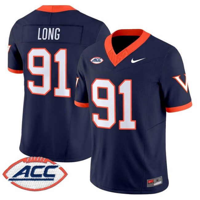 Men's Virginia Cavaliers #91 Chris Long 1995 Throwback F.U.S.E. 2025 Vapor Limited Stitched Football Jersey Navy