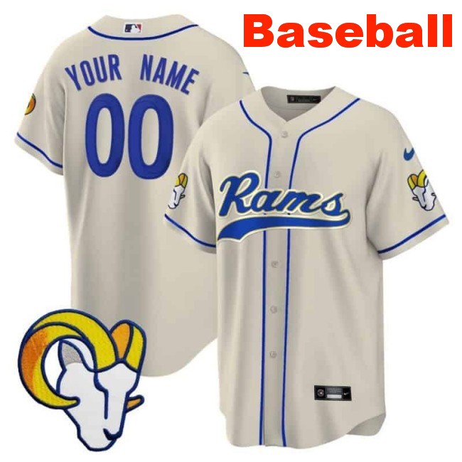 Nike Los Angeles Rams Baseball Custom Limited Stitched Jersey Bone