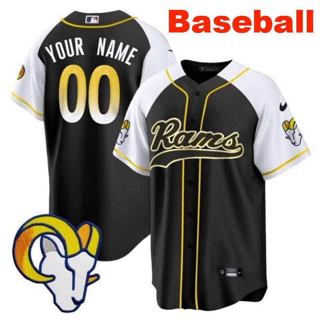 Nike Los Angeles Rams Baseball Custom Limited Stitched Jersey Black Alternate