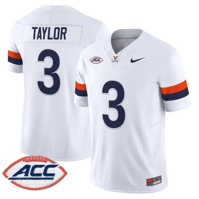 Men's Virginia Cavaliers #3 J'Mari Taylor White F.U.S.E. 2025 Vapor Limited Stitched Football Jersey