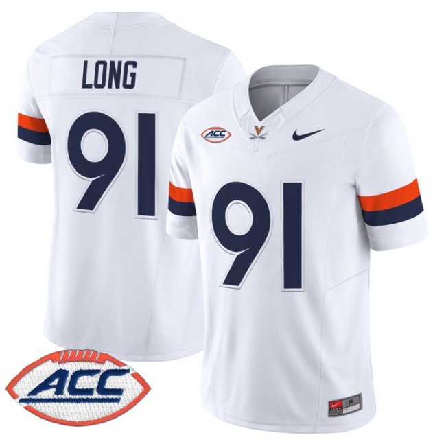 Men's Virginia Cavaliers #91 Chris Long White F.U.S.E. 2025 Vapor Limited Stitched Football Jersey