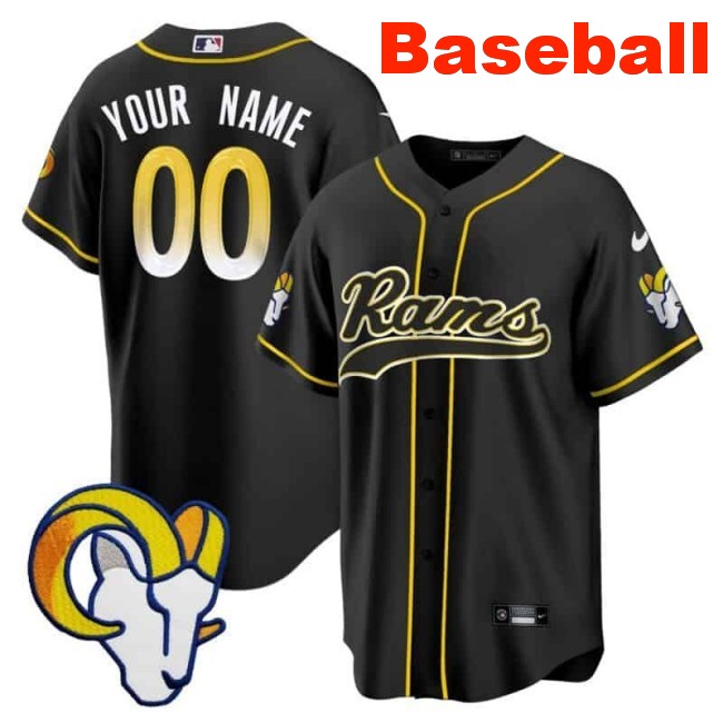 Nike Los Angeles Rams Baseball Custom Limited Stitched Jersey Black