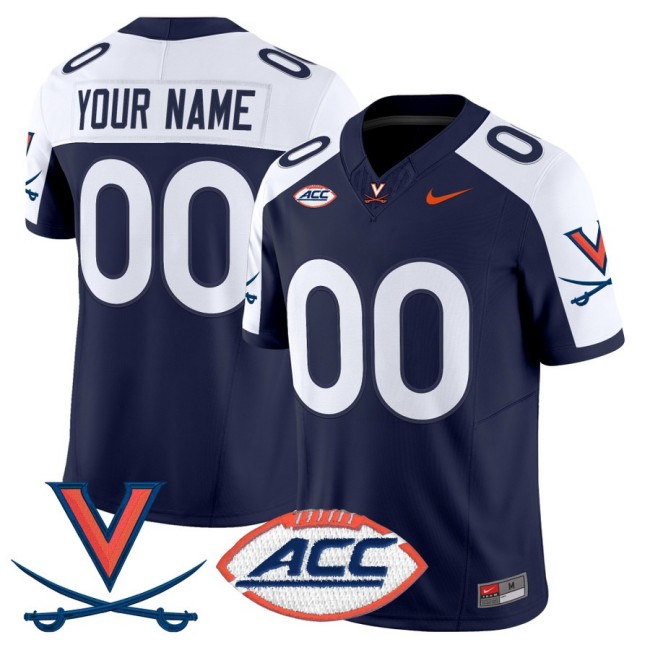 Men's Virginia Cavaliers Custom Navy Alternate F.U.S.E. 2025 Vapor Limited Stitched Football Jersey