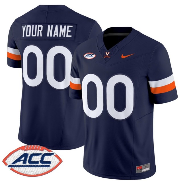 Men's Virginia Cavaliers Custom Navy F.U.S.E. 2025 Vapor Limited Stitched Football Jersey