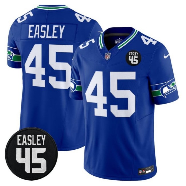 Men's Seattle Seahawks #45 Kenny Easley With Memorial Patch F.U.S.E. 2025 Vapor Limited Stitched Jersey Royal