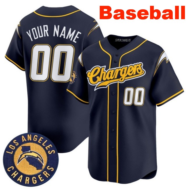 Nike Los Angeles Chargers Custom Baseball 2025 Limited Stitched Jersey Navy
