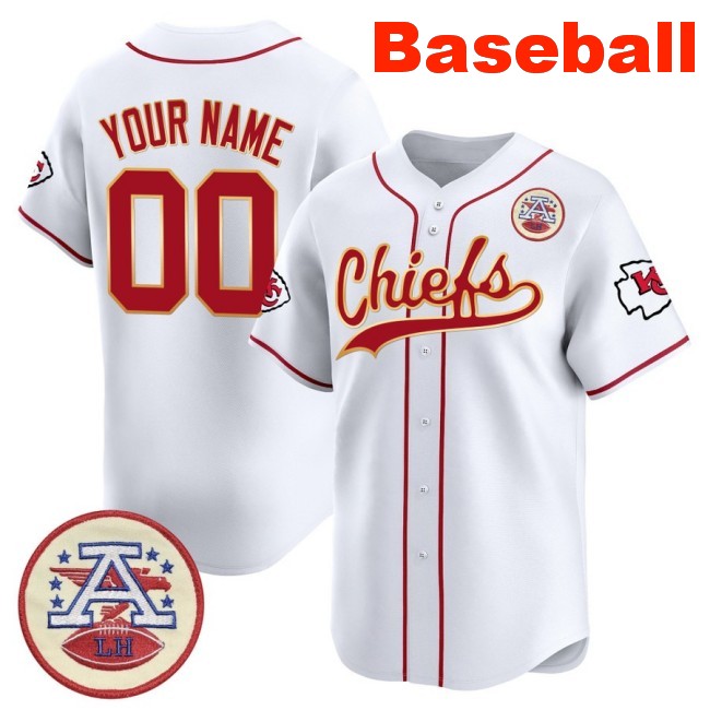 Nike Kansas City Chiefs Custom Baseball 2025 Limited Stitched Jersey White