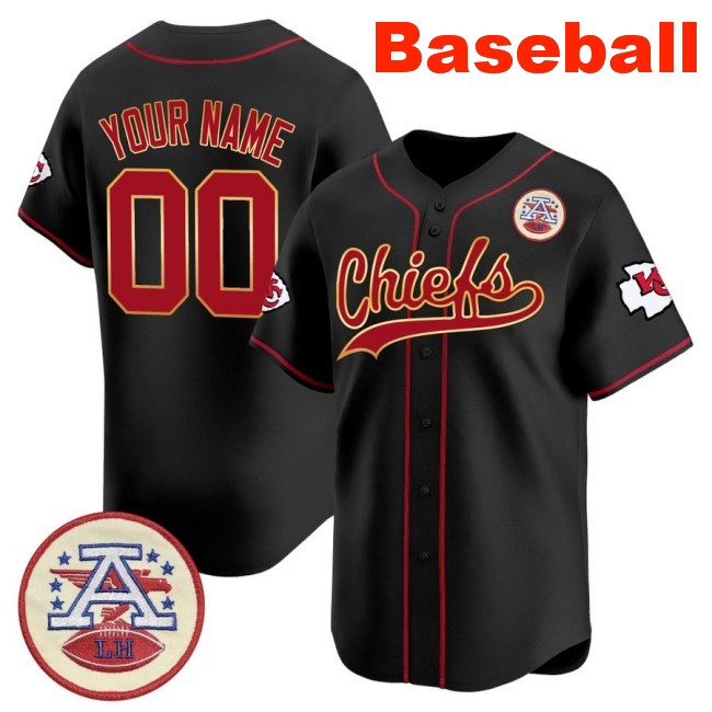 Nike Kansas City Chiefs Custom Baseball 2025 Limited Stitched Jersey Black