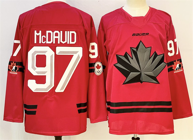 Men's Canada Hockey #97 Connor McDavid  Red Stitched Jersey
