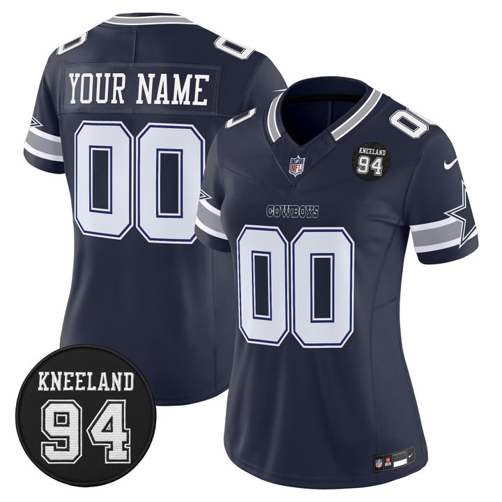 Dallas Cowboys Custom #94 Marshawn Kneeland Memorial Patch Vapor Limited Stitched Jersey Navy