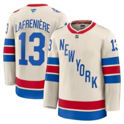 Men's New York Rangers #13 Alexis Lafreniere Beige 2026 Winter Classic Premium Stitched Jersey
