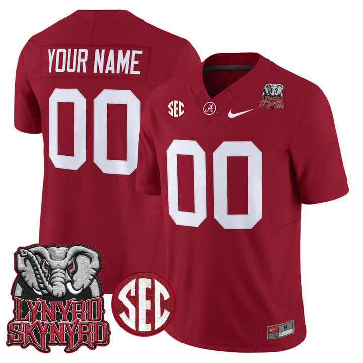 Men's Alabama Crimson Tide x Lynyrd Skynyrd Custom Vapor F.U.S.E. Limited Stitched Jersey Crimson - Alabama Map