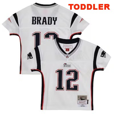 Toddler New England Patriots #12 Tom Brady White Mitchell & Ness 2000 Legacy Stitched Jersey