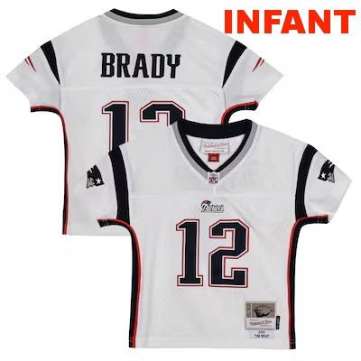 Infant New England Patriots #12 Tom Brady White Mitchell & Ness 2000 Legacy Stitched Jersey