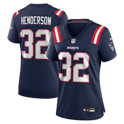 Women's New England Patriots #32 TreVeyon Henderson Navy Nike Stitched Game Jersey