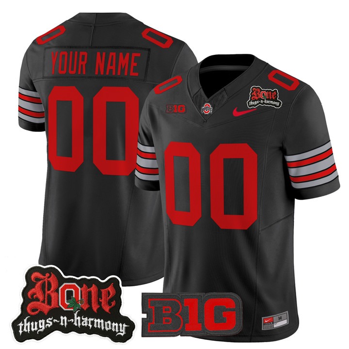 Men's Ohio State Buckeyes Custom Bone Thugs-N-Harmony Heritage Stripe Edition F.U.S.E. Vapor Limited Stitched Jersey Black