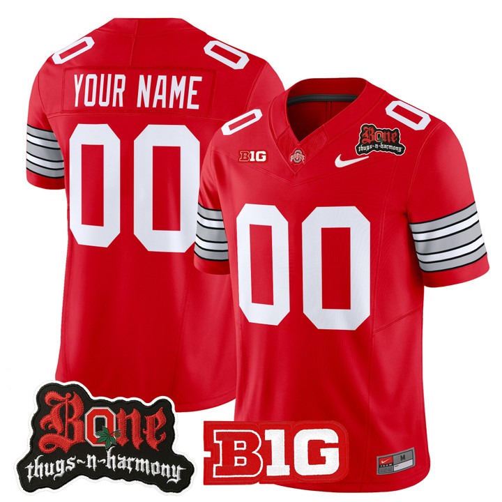 Men's Ohio State Buckeyes Custom Bone Thugs-N-Harmony Heritage Stripe Edition F.U.S.E. Vapor Limited Stitched Jersey Scarlet