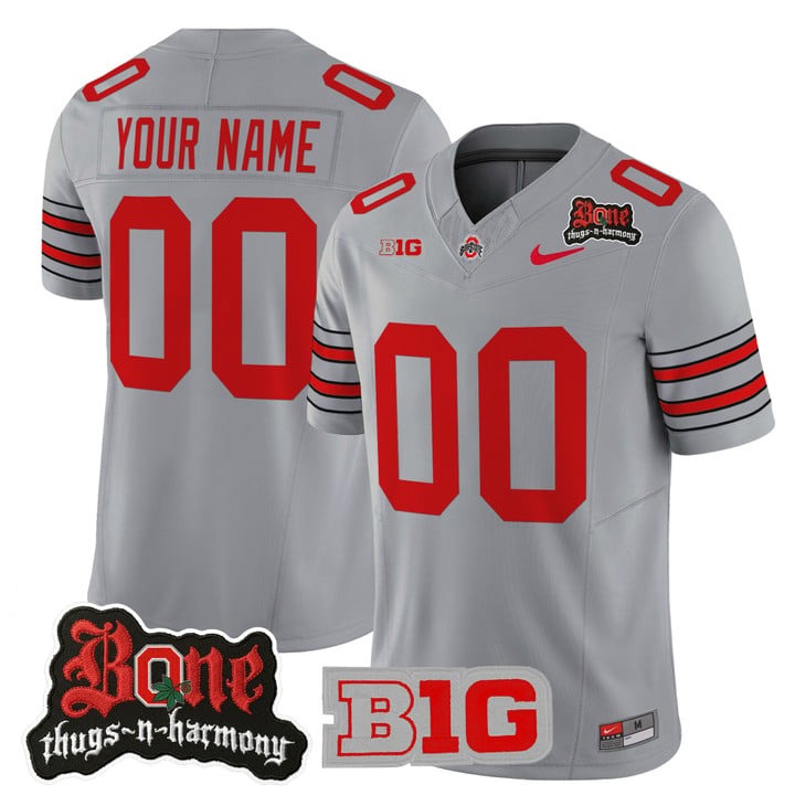 Men's Ohio State Buckeyes Custom Bone Thugs-N-Harmony Heritage Stripe Edition F.U.S.E. Vapor Limited Stitched Jersey Grey