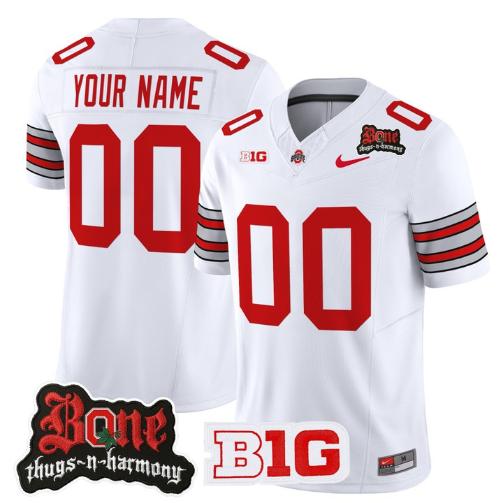 Men's Ohio State Buckeyes Custom Bone Thugs-N-Harmony Heritage Stripe Edition F.U.S.E. Vapor Limited Stitched Jersey White