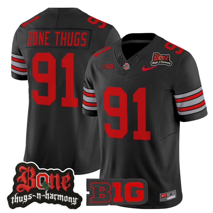 Men's Ohio State Buckeyes #91  Bone Thugs-N-Harmony Vapor Limited Stitched Jersey Black - Heritage Stripe Edition