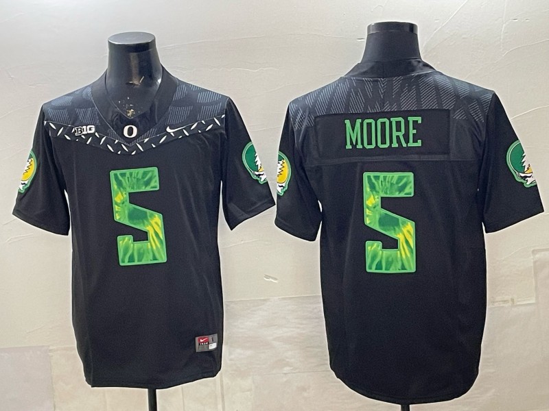 Men's Oregon Ducks #5 Dante Moore Black 2025 'Grateful Ducks' Nike Vapor F.U.S.E. Limited Stitched Football Jersey
